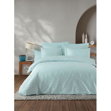 Lenjerie de pat dubla 3 piese, Water Yollu Saten - Mint, EnLora Home, Bumbac;Poliester Lenjerie de pat dubla 3 piese, Water Yollu Saten - Mint, EnLora Home, Bumbac;Poliester