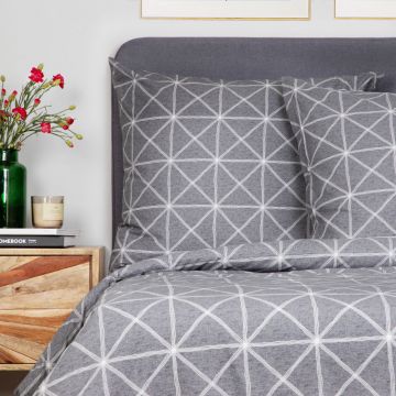 Lenjerie de pat King Size, Felix Grey, Homla, 3 piese, 200x220 cm, bumbac, gri/alb Lenjerie de pat King Size, Felix Grey, Homla, 3 piese, 200x220 cm, bumbac, gri/alb