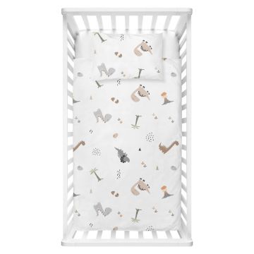 Lenjerie de pat pentru copii albă din bumbac ranforcé pentru pătuț 100x150 cm Dinozor – Mijolnir Lenjerie de pat pentru copii albă din bumbac ranforcé pentru pătuț 100x150 cm Dinozor – Mijolnir
