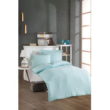 Lenjerie de pat pentru o persoana 2 piese, Water Yollu Saten - Mint, EnLora Home, Bumbac;Poliester Lenjerie de pat pentru o persoana 2 piese, Water Yollu Saten - Mint, EnLora Home, Bumbac;Poliester