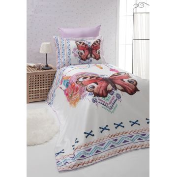 Lenjerie de pat pentru o persoana, Butterfly, Primacasa by Türkiz, Bumbac Ranforce Lenjerie de pat pentru o persoana, Butterfly, Primacasa by Türkiz, Bumbac Ranforce